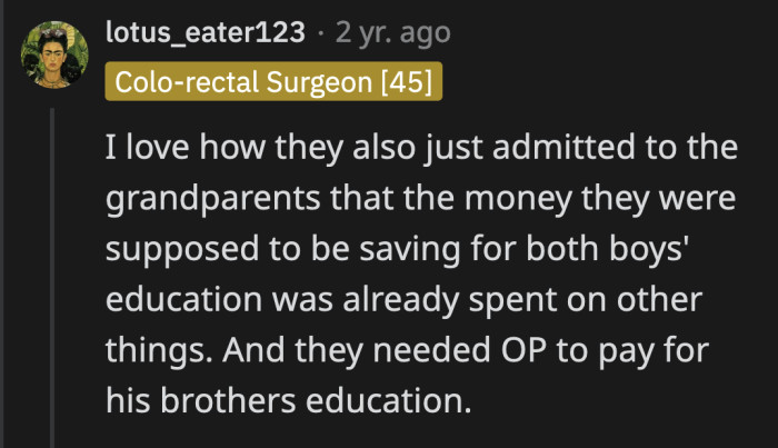 They're siphoning everything that was supposed to be OP's and transferring it to their favored child.