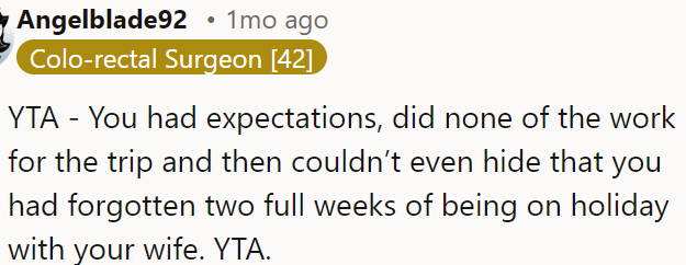 OP is wrong because he had high expectations.