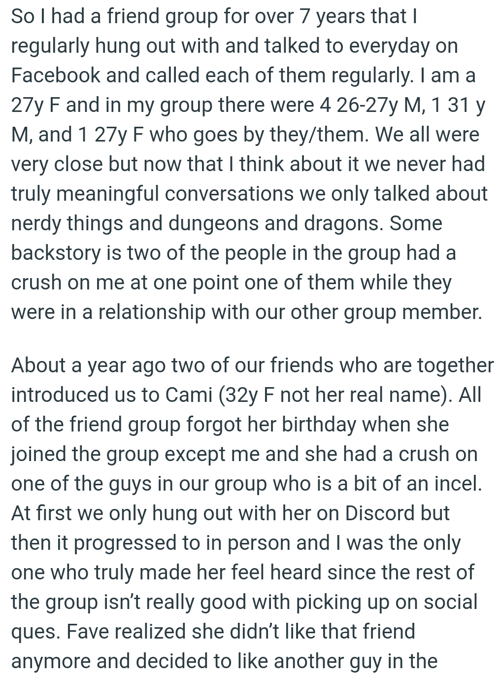 OP thinks about it now and realizes they never truly had meaningful conversations