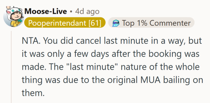 Technically, the real “flake” started this domino effect—she just refused to be the next one in line.