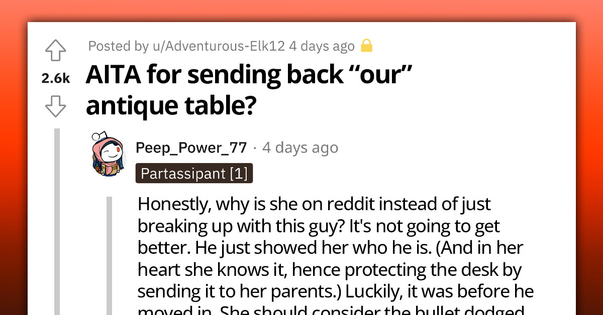 Wise Woman Ships A £3,000 Heirloom Antique Desk Back To Her Parents' Home After Her Boyfriend Expressed Interest In Selling It