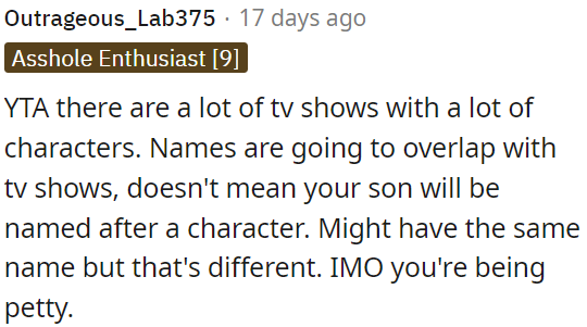 Just because the baby's name matches a character's name on TV doesn't mean he's named after them.