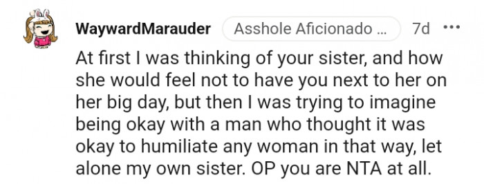2. This Redditor is thinking about the OP's sister