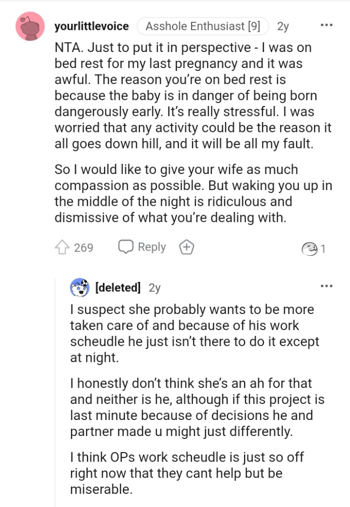 Giving the wife as much compassion as possible