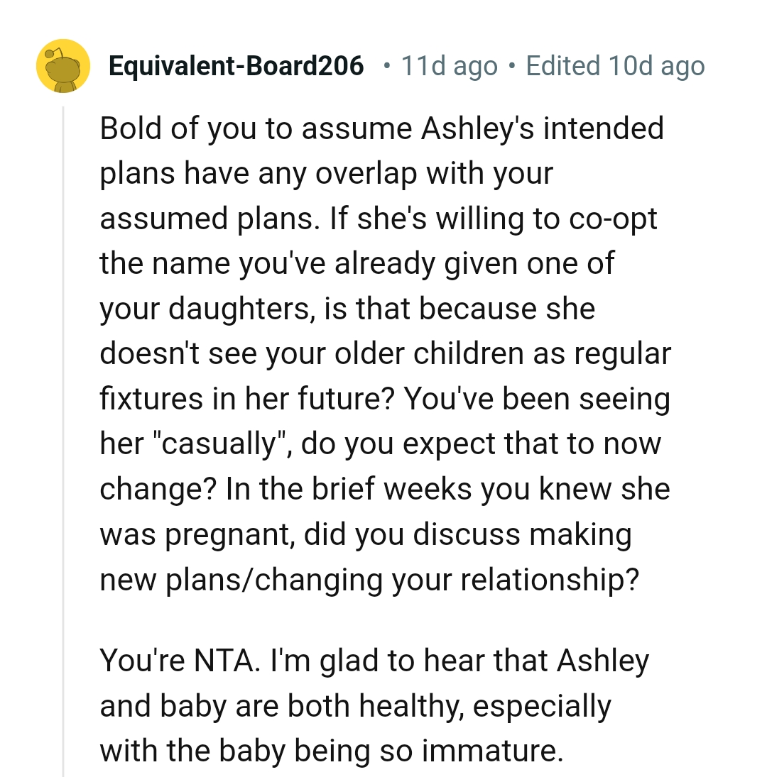 It's obvious she doesn't see OP's children in her future