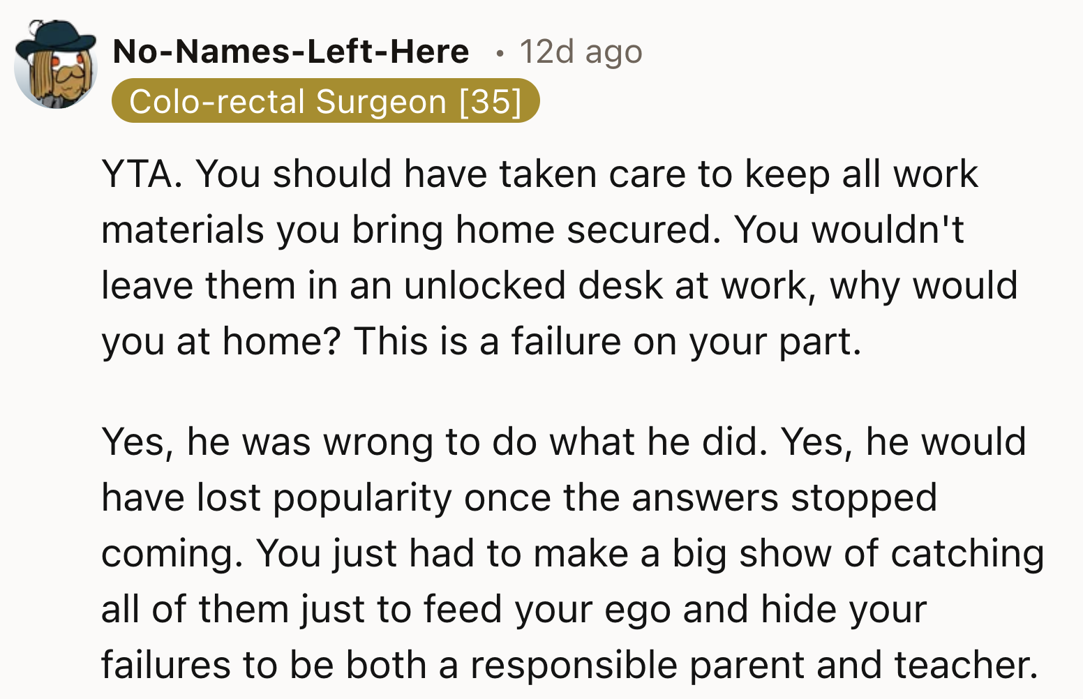 A failure on OP's part