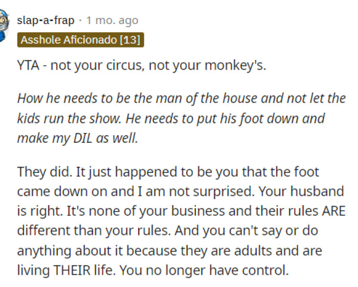 This pretty much shows that she was just out of line and it wasn't really her place to say anything to her.