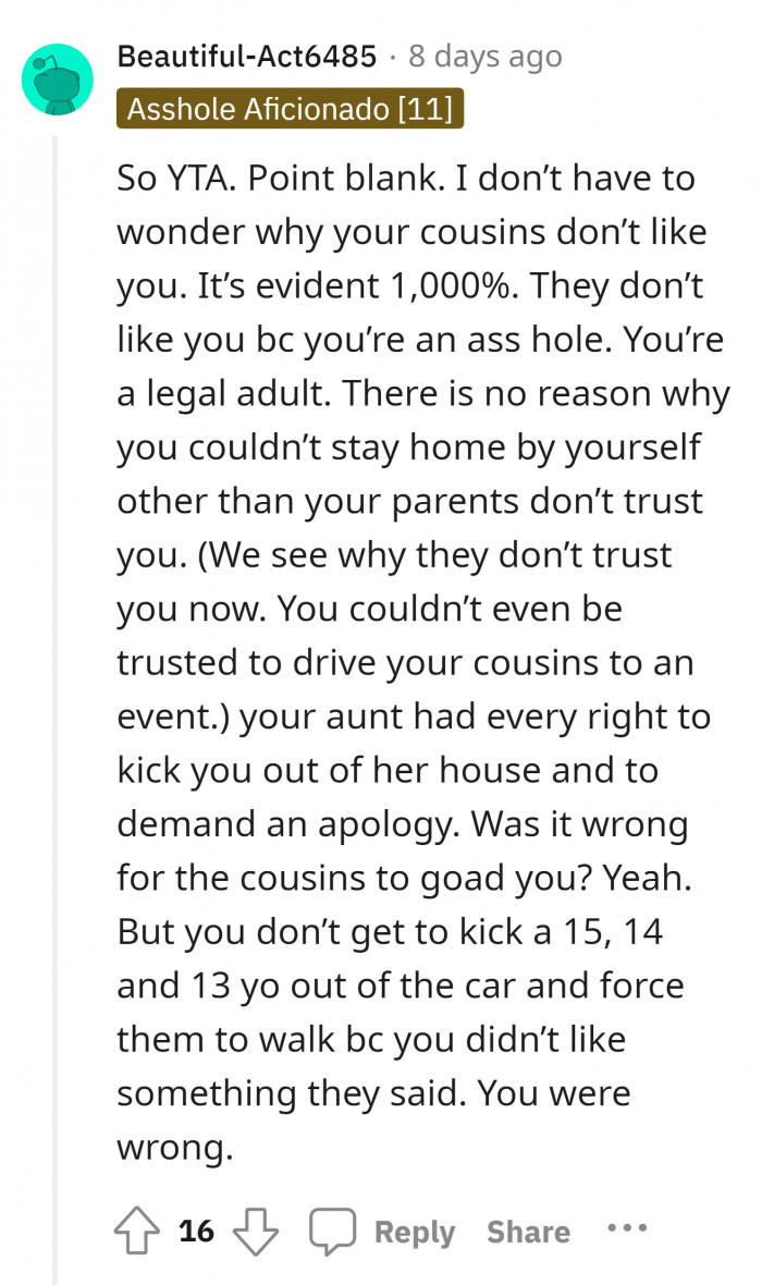 This definitely shows that this is just another trigger for her aunt to get that mad.