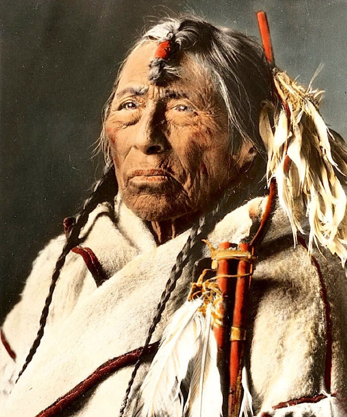 Eagle Arrow, a Siksika Man, Montana, Early 1900s, Glass Lantern Slide by Walter McClintock