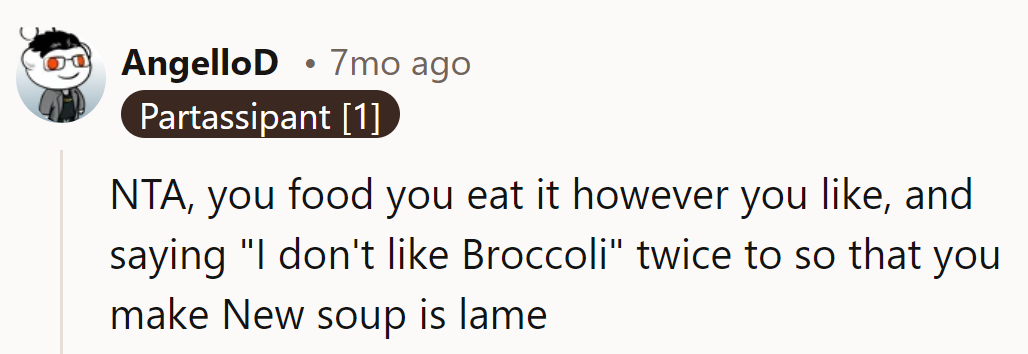 It's their food, their rules. Repeating 