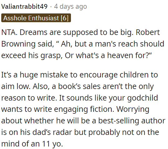 Encouraging children to aim high is crucial.