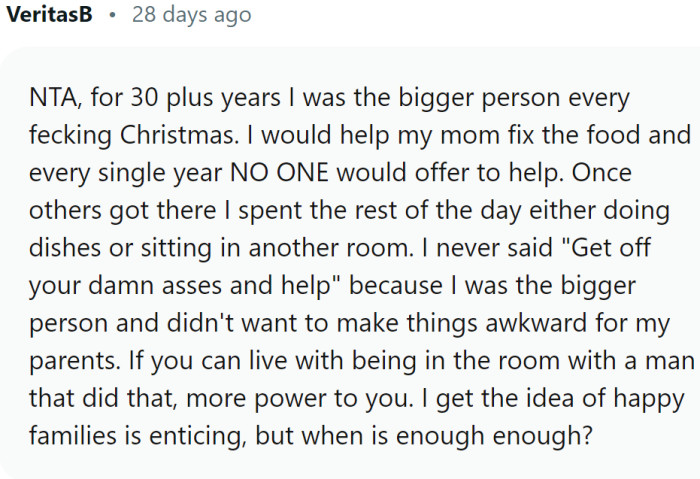 We all want peace in family, but when is enough?