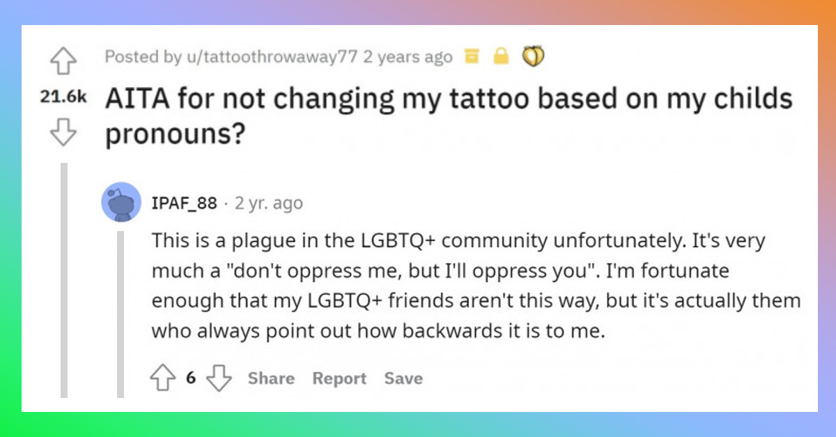 Father Asks Reddit If He's Wrong for Denying His Trans Daughter's Request to Change His Tattoo to Reflect Her Chosen Pronouns