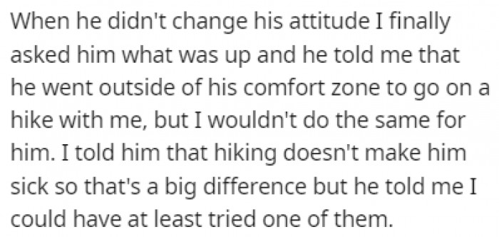 OP finally asked him what was wrong