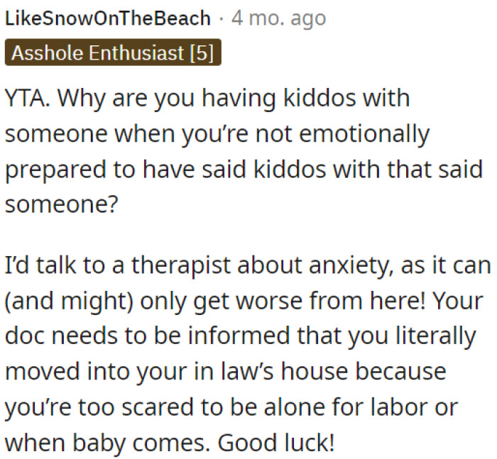 OP must seek therapy for anxiety