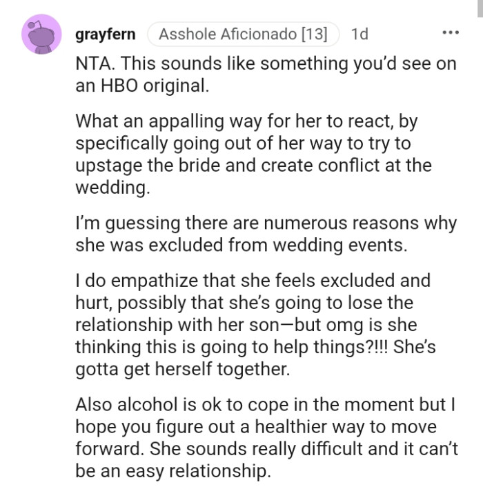 She's going to lose the relationship with her son