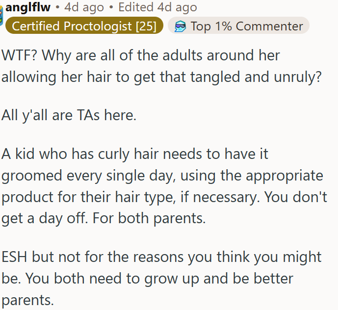Both parents need to take responsibility for their child’s hair care.