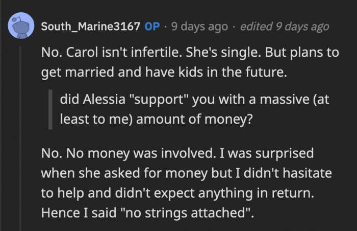 They never were so generous with OP, but she still helped them without hesitation