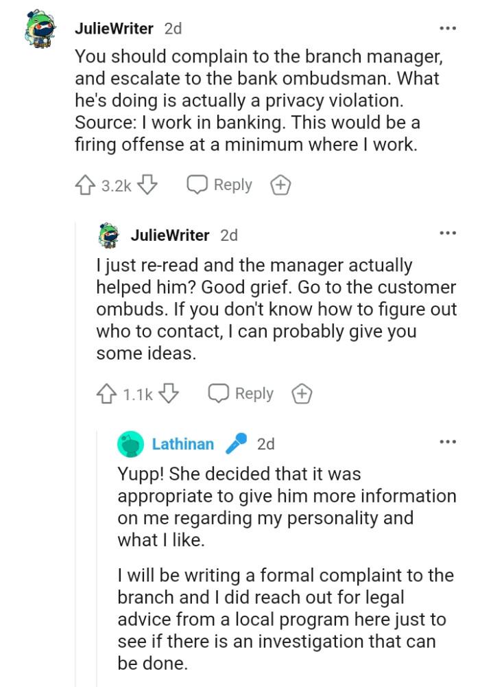 This would be a firing offence at the minimum where this Redditor works