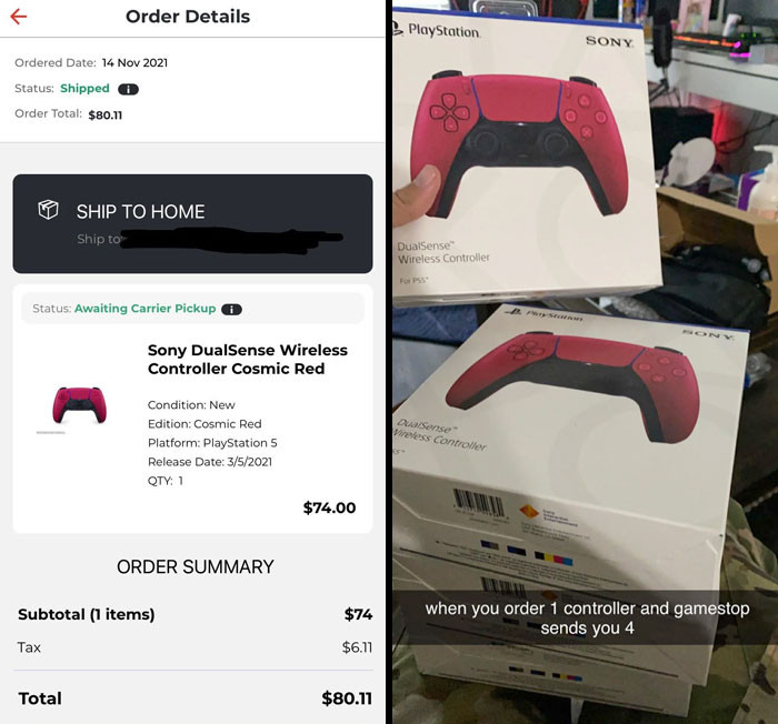 29. GameStop Sent Me 4 Controllers Instead Of Just The 1 I Ordered