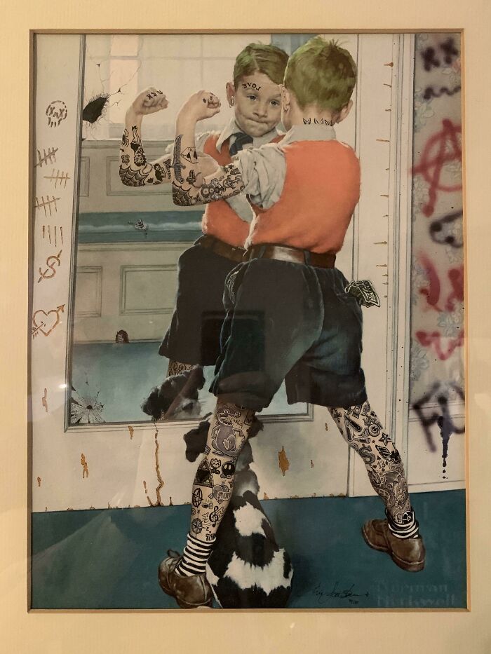 23. I Like to Paint Over Thrift Store Artwork. Finally Got a Hold of a Norman Rockwell.