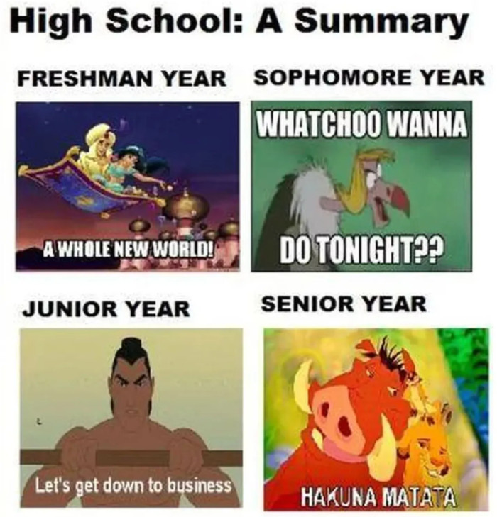 38. Hakuna Matata your way throughout senior year!