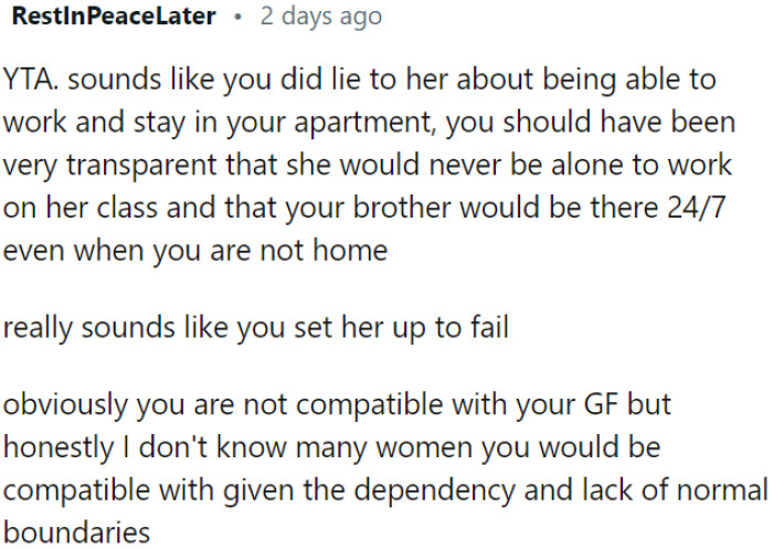 OP is in the wrong for not being transparent about the living arrangements and not setting proper boundaries.