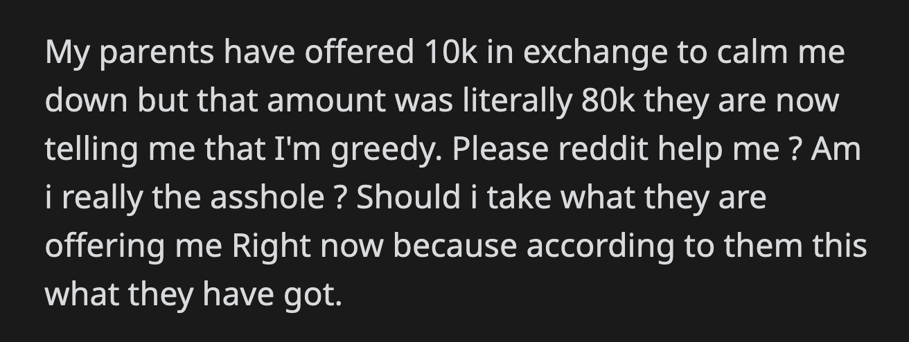 Or should OP consult a lawyer to see if her parents went against the provisions of her grandfather's will?