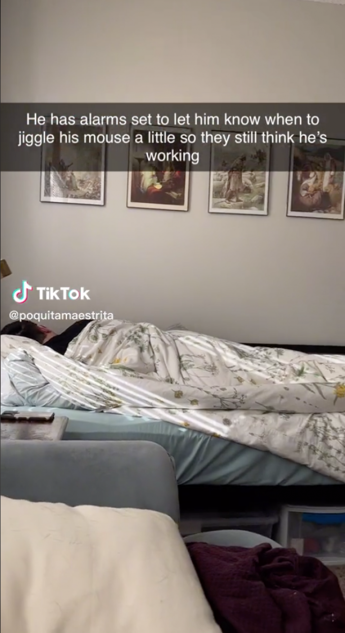 The guy's girlfriend is actually the one who posted the video on her TikTok, showing her boyfriend sleeping on the job.