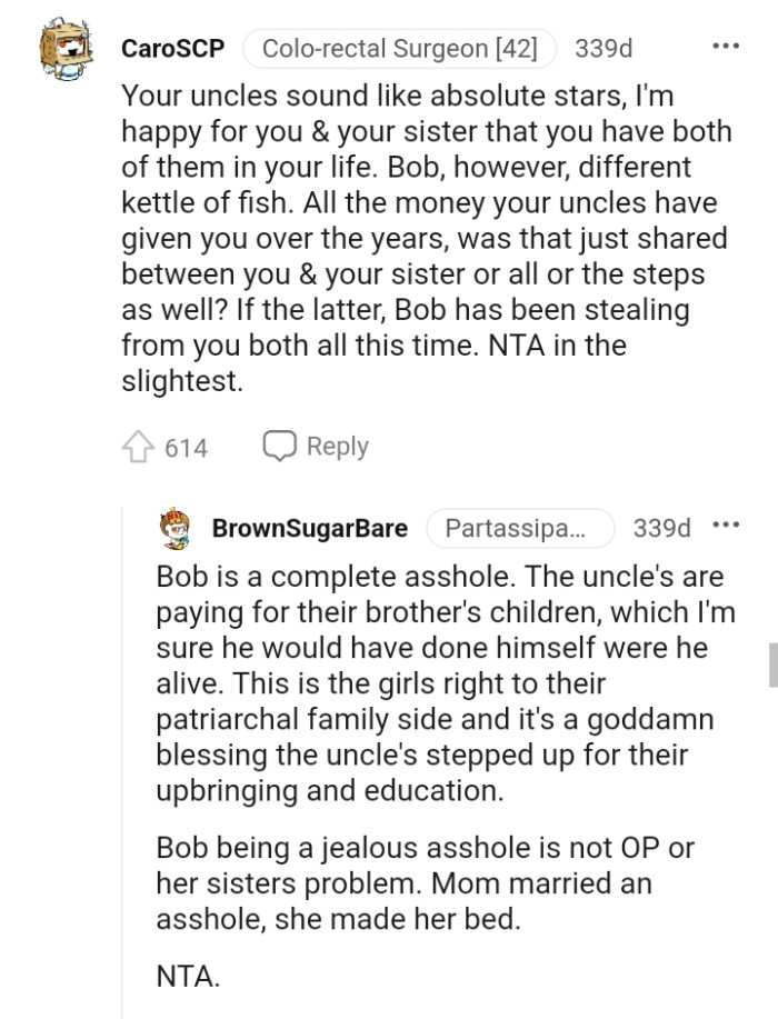 The stepdad has been stealing from them all this time