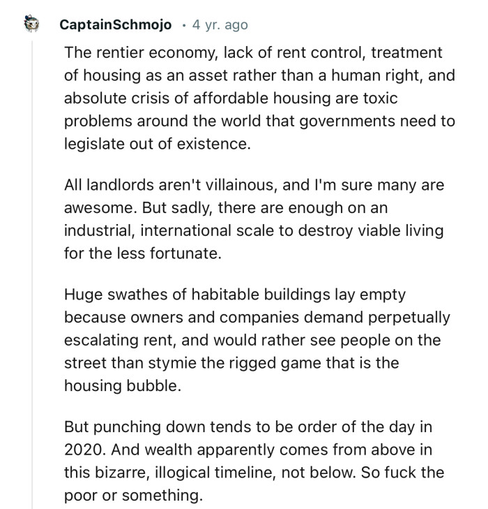 “All landlords aren't villainous, and I'm sure many are awesome.”