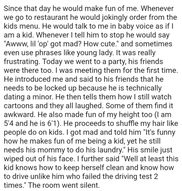 OP's Boyfriend Said He Needs to Be Locked Up Because He Is Technically Dating a Minor