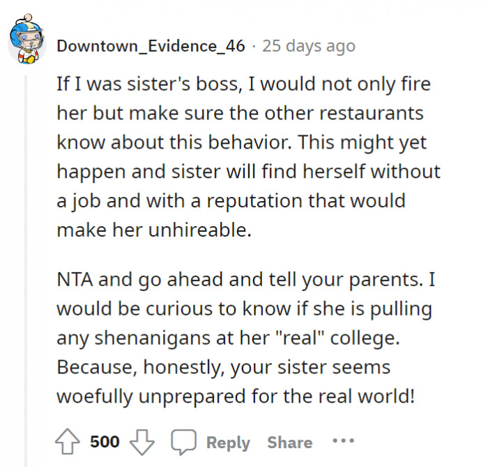 Oh, her sister was surely lucky.