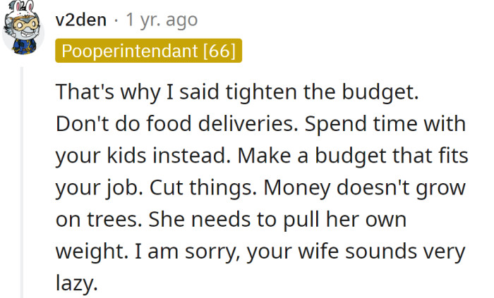 The wife sounds lazy