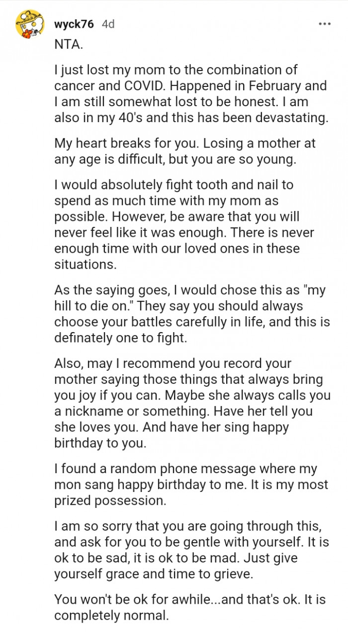 Losing a mother at any age is difficult.