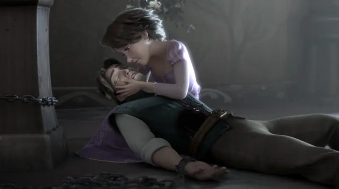 5. The scene in Tangled where Flynn gives up in Rapunzel's arms