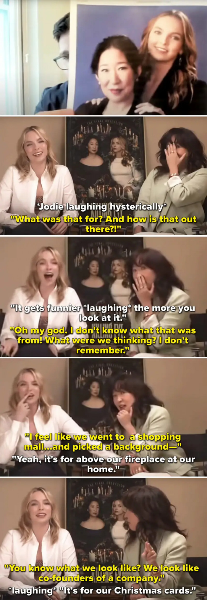 13. When Sandra Oh and Jodie Comer hilariously reacted to a photo of them together.