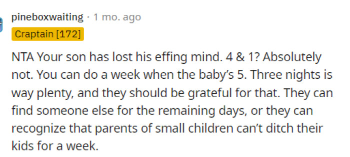 People quickly took to the comments to let OP know that they weren't in the wrong here and that these expectations are not normal.