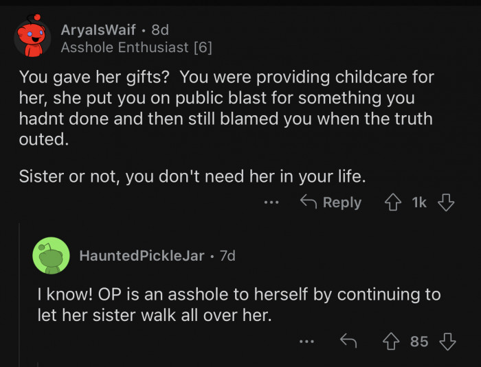 OP doesn't need this toxicity in her life.