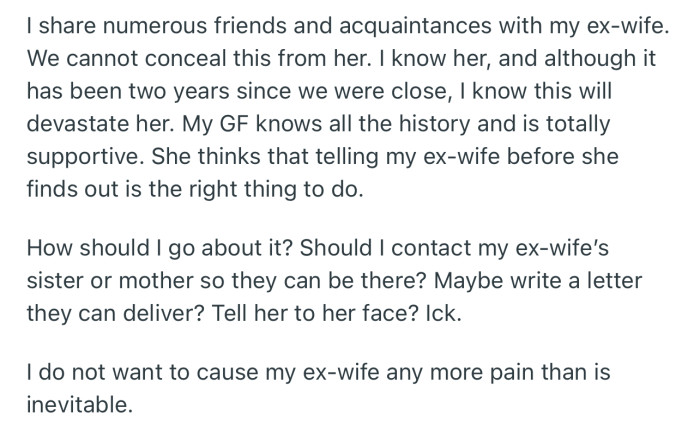 OP Is Now Contemplating How to Break This Shocking News to His Ex-Wife