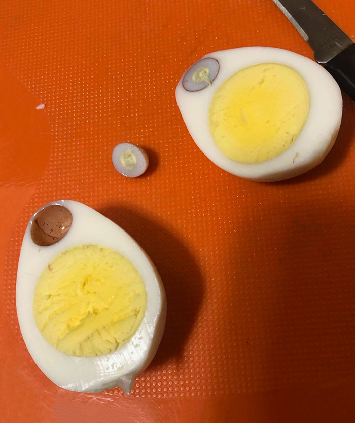 16. His sister discovered a miniature egg within her hard-boiled egg.