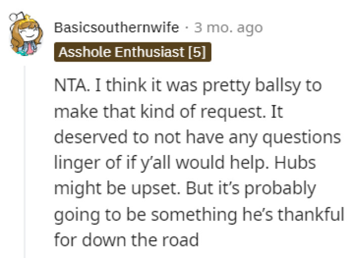 You have to admit that the MIL is pretty brave