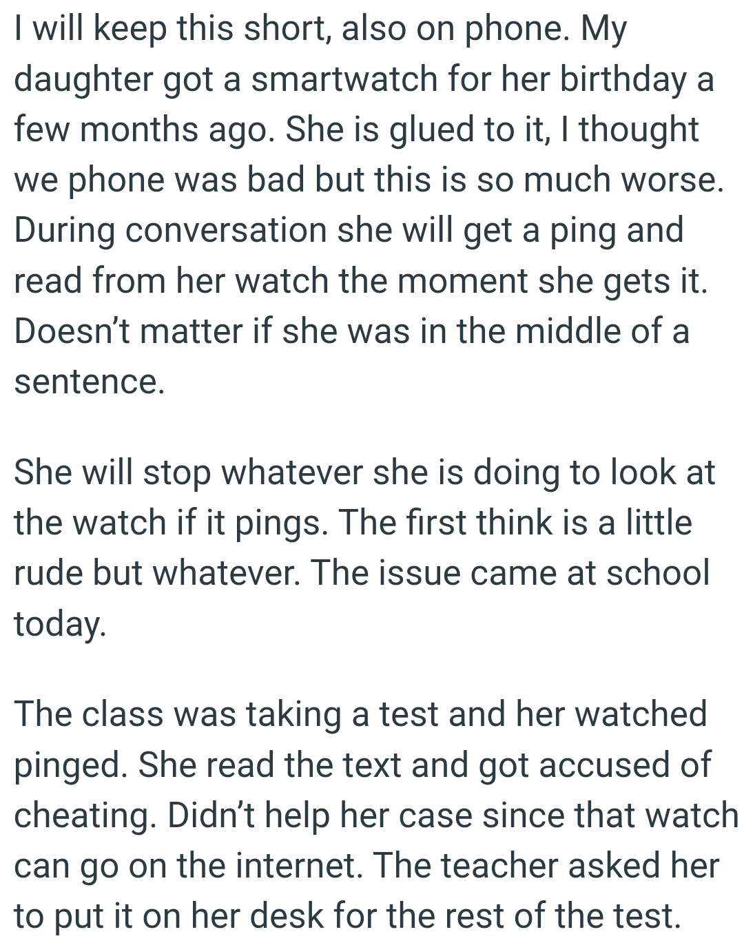 OP's Daughter Will Stop Whatever She Is Doing to Look at the Watch If It Pings