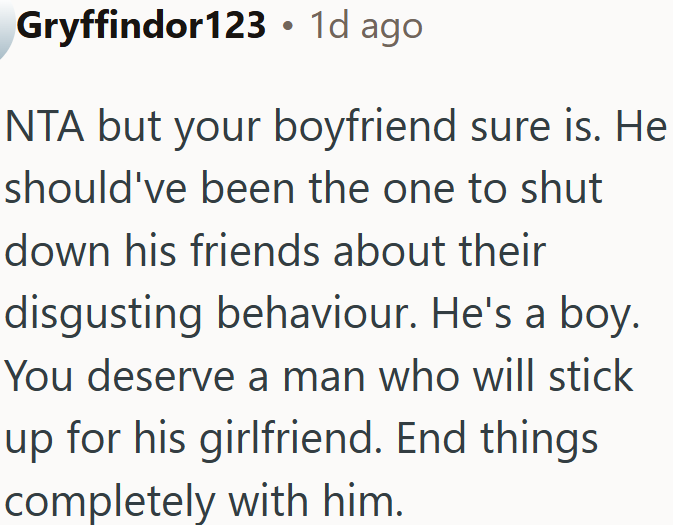 OP deserves a partner who will stand up for her.