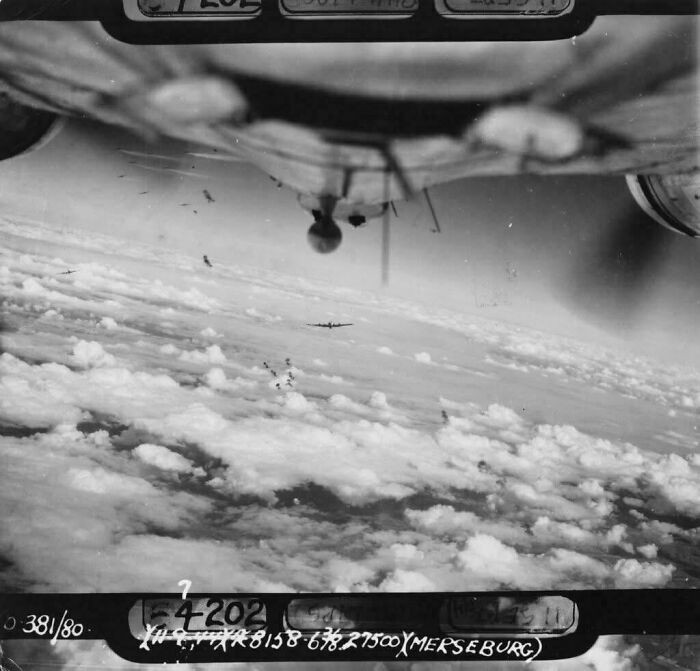 "The View from the Ball Turret of a B-17 Flying Fortress."