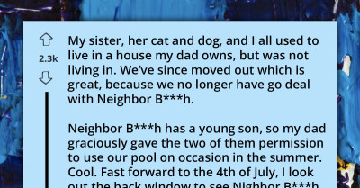 Entitled Neighbor Invades Pool Party, Gets Lawn Clippings Revenge From Fed-Up Resident