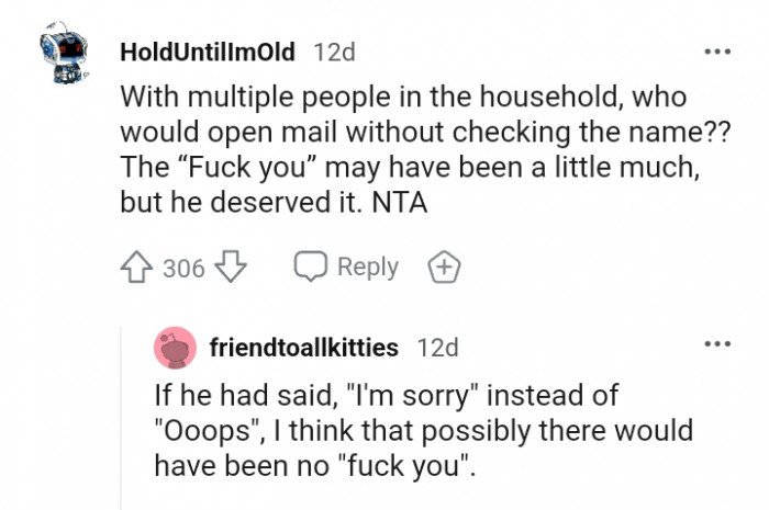 Who would open mail without checking the name?