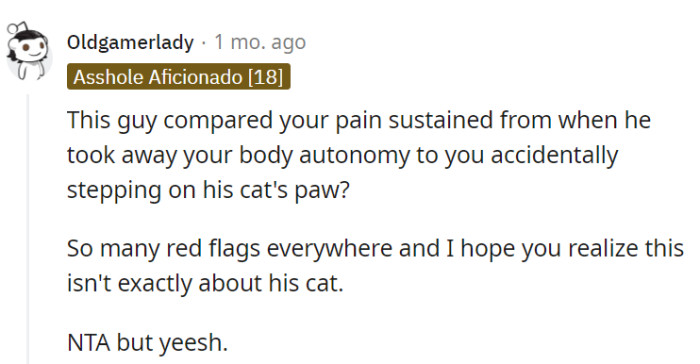 Comparing autonomy loss to a cat's paw? That's like comparing a storm to a breeze.