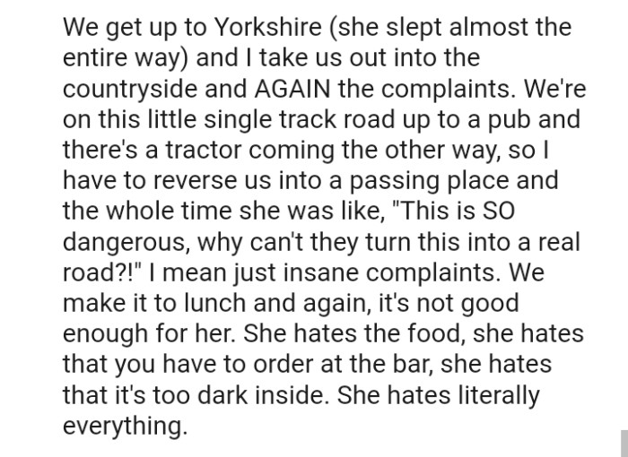 SIL keeps complaining about everything, including the food