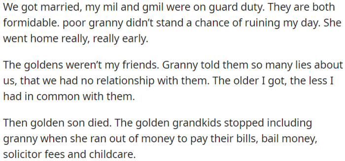 Tragedy struck as the golden son passed away, leading the grandchildren to distance themselves from the grandmother due to financial strains.
